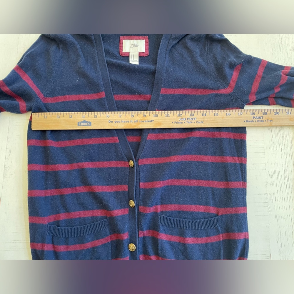 I Love H81 Women’s Cardigan Blue/Maroon Medium Wool Blend Runs Small - Picture 3 of 6